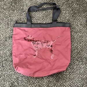 PINK Victoria’s Secret sequin dog zip up tote💗